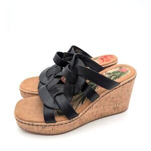 B.O.C Cora Platform Wedge Sandal Comfort Open Toe Womens Black Size US11M EU41.5